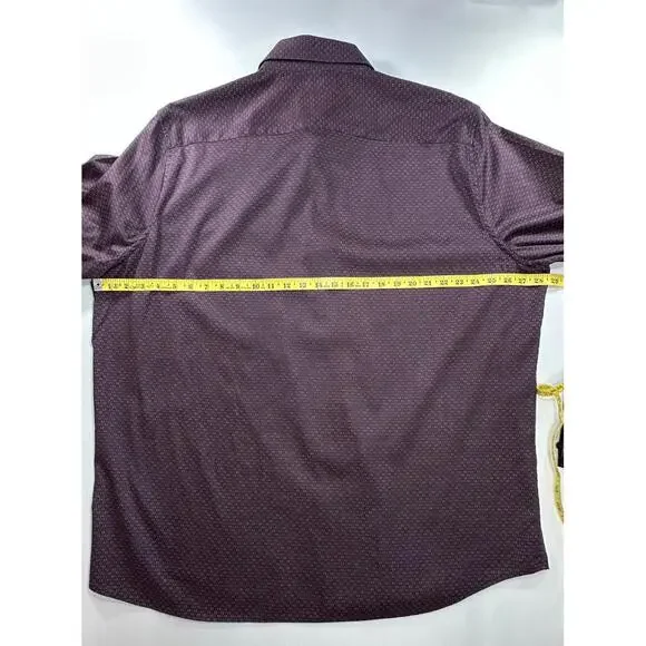 Tahari Regular Fit Stretch Dress Shirt Maroon Mens 2XL - Picture 4 of 8